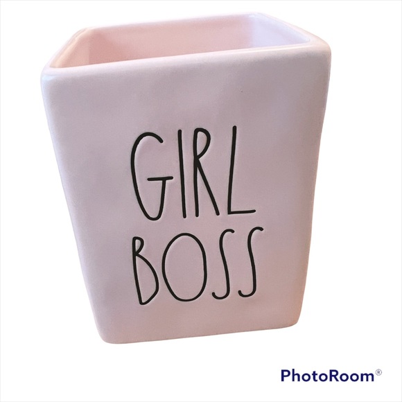 NEW Rae Dunn Pink GIRL BOSS Ceramic Pen/Pencil Caddy - Picture 1 of 3